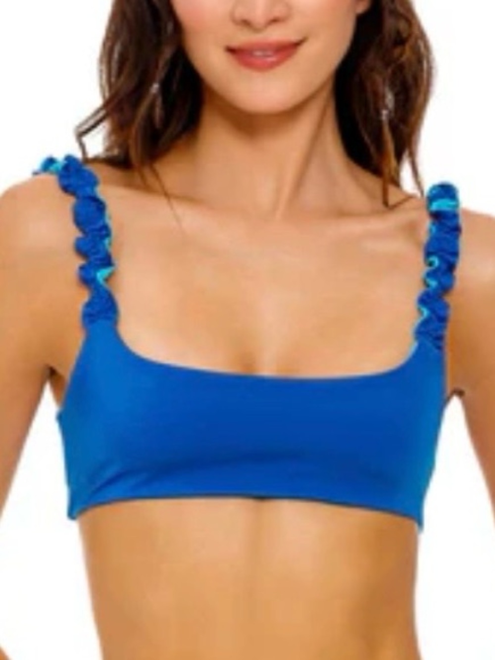 Agua Bendita Rui Atma Bikini Top M Blue NWT Scrunchie Straps Handmade